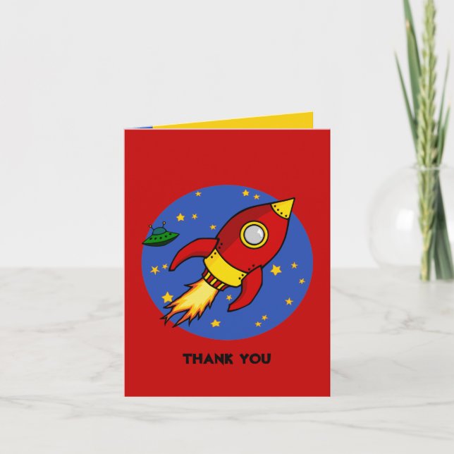 Rocket Red Gelb Dankeschön Karte (Vorderseite)
