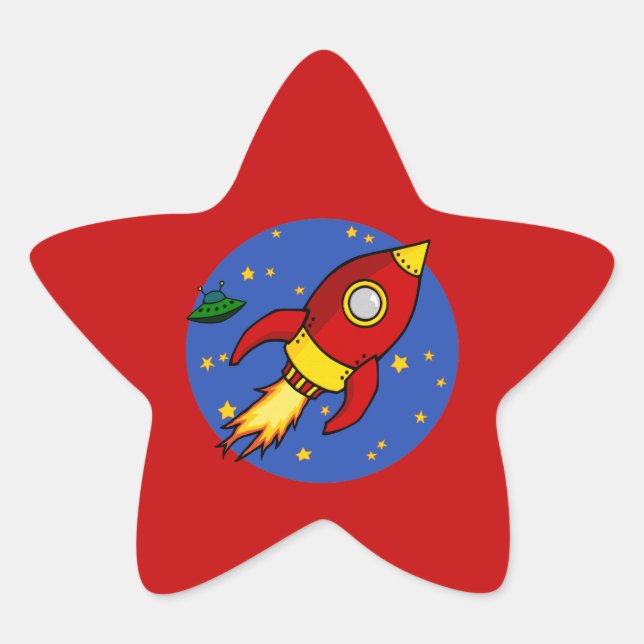 Rocket Red Gelb Star Sticker (Vorderseite)