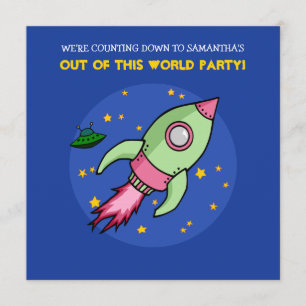 Rocket Rosa Grün Geburtstag Einladung
