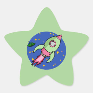 Rocket rosa grüne Star-Aufkleber Stern-Aufkleber