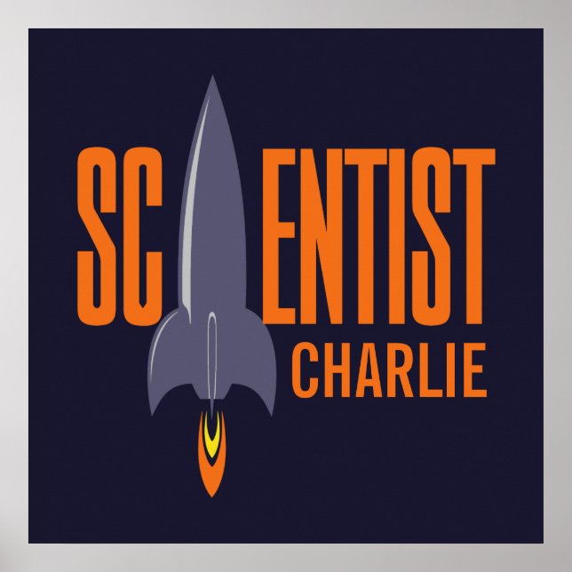 Rocket Scientist individuelle Name & Farbposter Poster (Vorne)