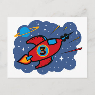 Rocket Ship 3. Geburtstag Postkarte