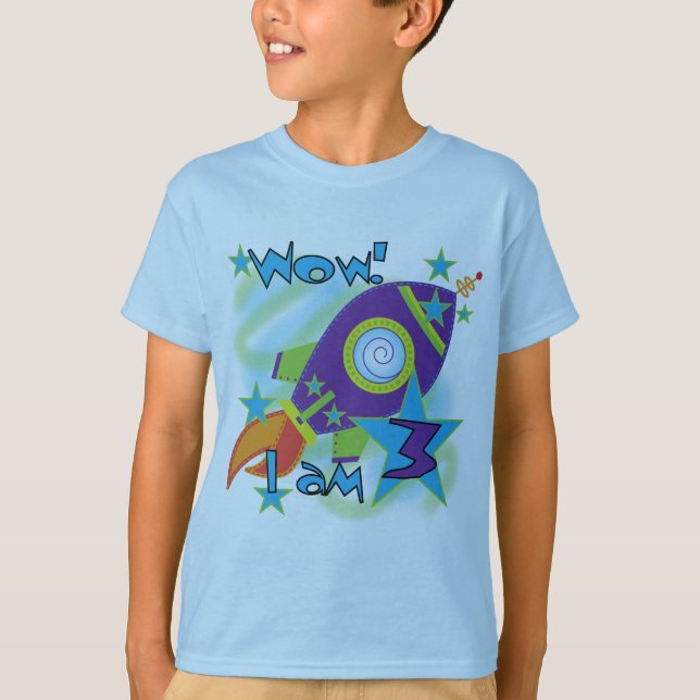 Rocket Ship 3. Geburtstag T - Shirt und Geschenke (Vorderseite)