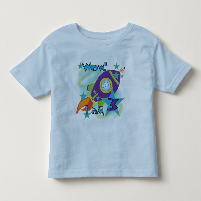 Rocket Ship 3. Geburtstag T - Shirt und Geschenke (Vorderseite)