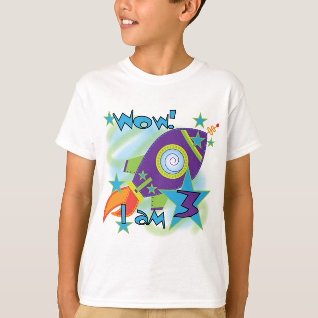Rocket Ship 3. Geburtstag T - Shirt und Geschenke (Vorderseite)