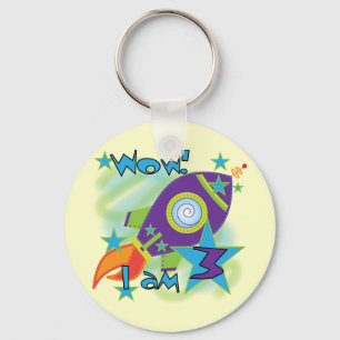 Rocket Ship 3. Geburtstag T - Shirt und Geschenke Schlüsselanhänger