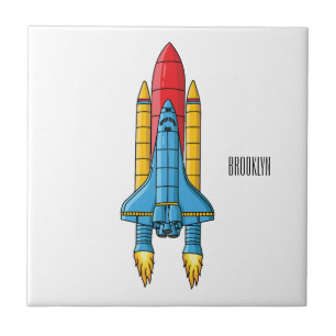 Rocket ship cartoon illustration fliese