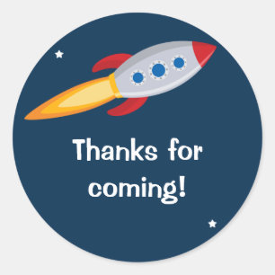 Rocket Ship Geburtstagsparty-Aufkleber Runder Aufkleber