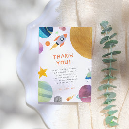 Rocket Ship Space Boy Birthday Dankeskarte