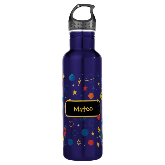 Rocket Ship Water Bottle for School Kids Edelstahlflasche (Vorderseite)