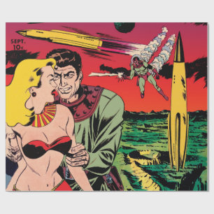 Rocket Ship X Vintage Sci Fi Comic Buchabdeckung Geschenkpapier