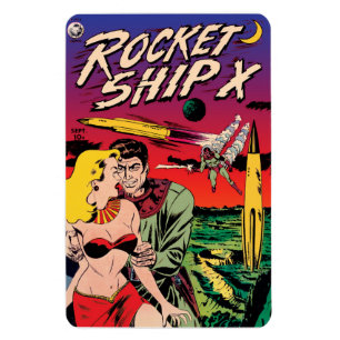 Rocket Ship X Vintage Sci Fi Comic Buchabdeckung Magnet