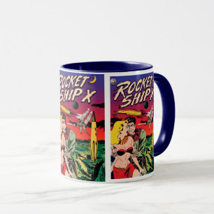 Rocket Ship X Vintage Sci Fi Comic Buchabdeckung Tasse