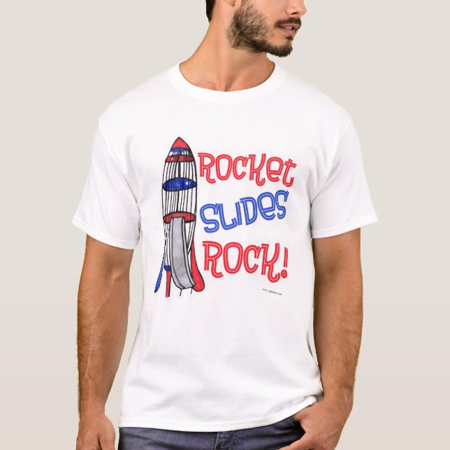 Rocket Slides Rock Fun Playground Cartoon T-Shirt (Vorderseite)