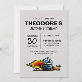 Rocket Snail zum Geburtstag Einladung