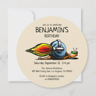 Rocket Snail zum Geburtstag Einladung