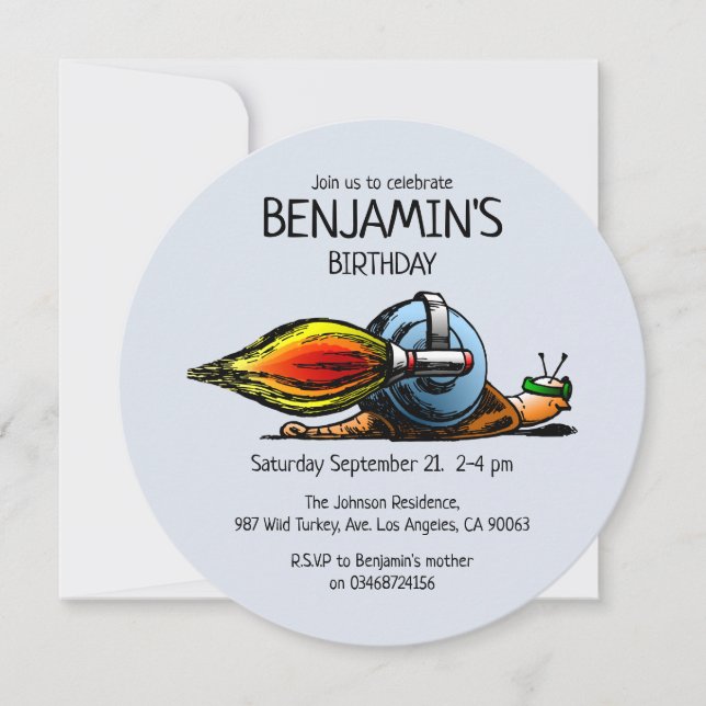Rocket Snail zum Geburtstag Einladung (Vorderseite)