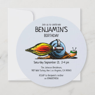 Rocket Snail zum Geburtstag Einladung