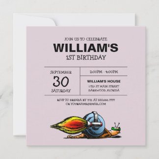 Rocket Snail zum Geburtstag Einladung