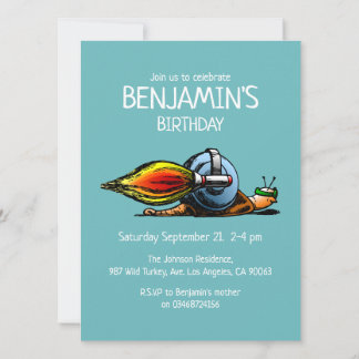 Rocket Snail zum Geburtstag Einladung