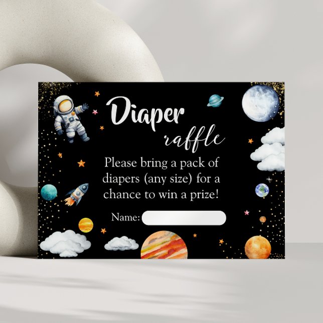 Rocket Space Diaper Raffle Card Black Baby Boy Begleitkarte (Von Creator hochgeladen)