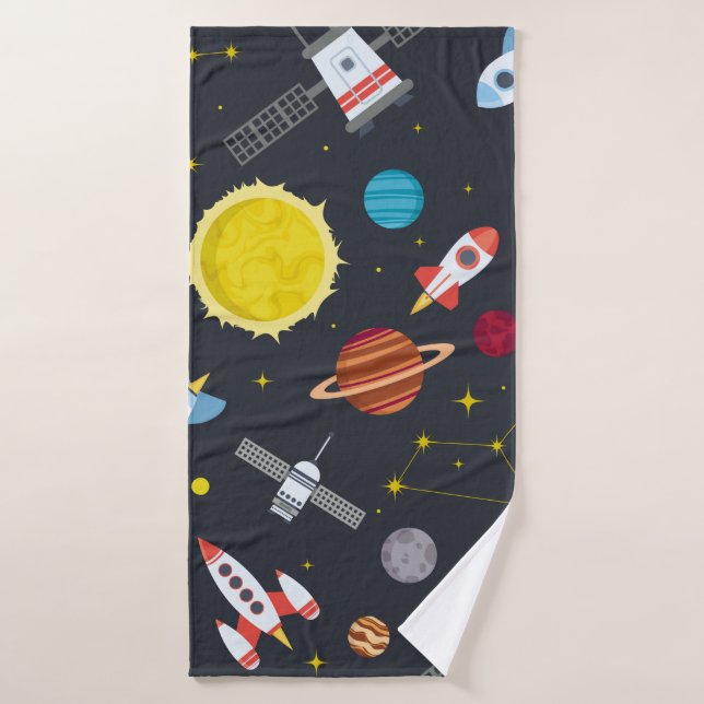 Rocket space globe solar system and planet cosmos  badehandtuch (Badehandtuch)