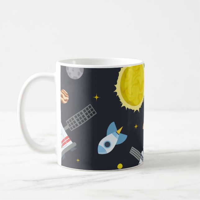 Rocket space globe solar system and planet cosmos  kaffeetasse (Links)
