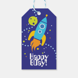 Rocket to Moon Geschenkmarke Geschenkanhänger