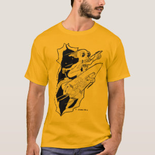 Rocket trieb Skateboard an T-Shirt
