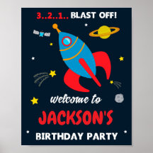 Rocket welcome Partys sign Space Willkommensjungen