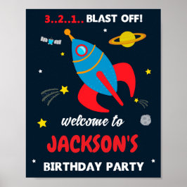 Rocket welcome Partys sign Space Willkommensjungen Poster