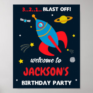 Rocket welcome Partys sign Space Willkommensjungen Poster