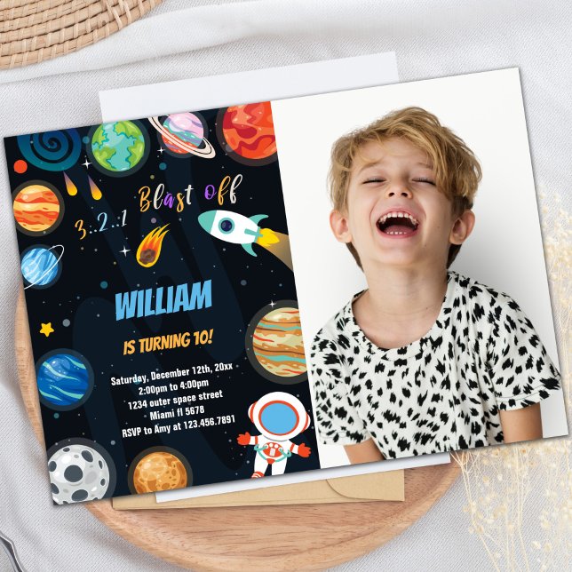 Rocket-Weltraum-Einladungen zum Geburtstag Einladung (Blast Off Rocket Outer Space Birthday Invitations)