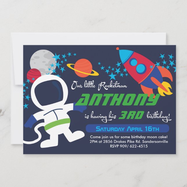 Rocketman 12x18 Birthday Invite Einladung (Vorderseite)