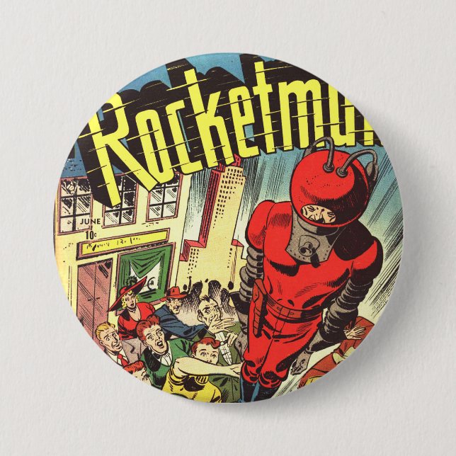 Rocketman Vintage Comicen Button (Vorderseite)