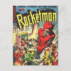 Rocketman Vintage-Comics Postkarte