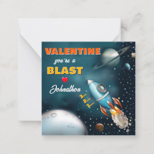 Rocketship Blass Off Kids Klasse Valentine Karte