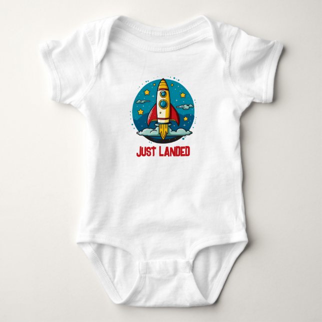 Rocketship Just landete Baby Strampler (Vorderseite)