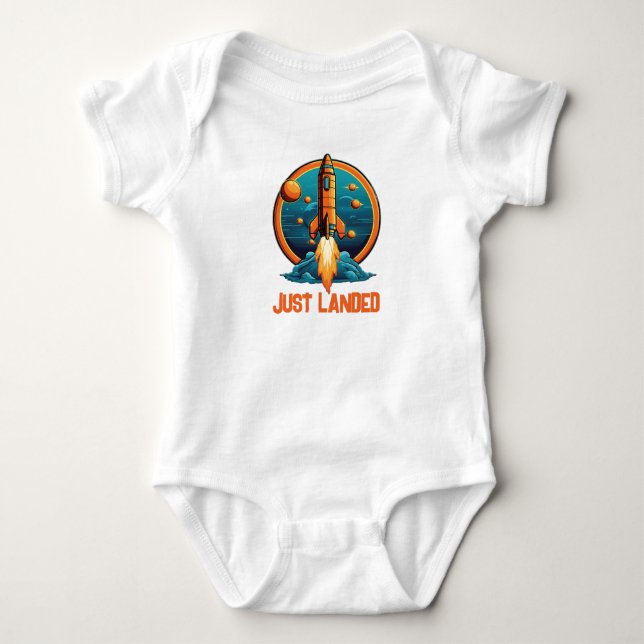 Rocketship Just landete Baby Strampler (Vorderseite)