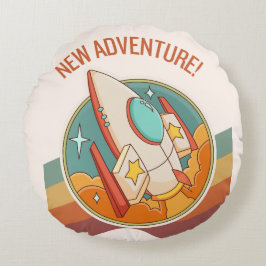 Rocketship Neues Abenteuer Rundes Kissen