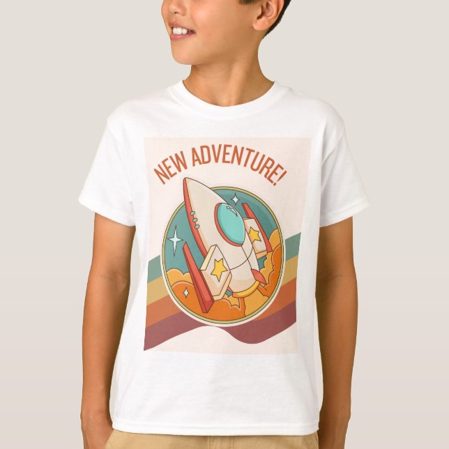 Rocketship Neues Abenteuer T-Shirt (Vorderseite)