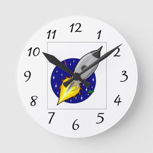 ROCKETSHIP-RÄUME RUNDE WANDUHR (Vorderseite)