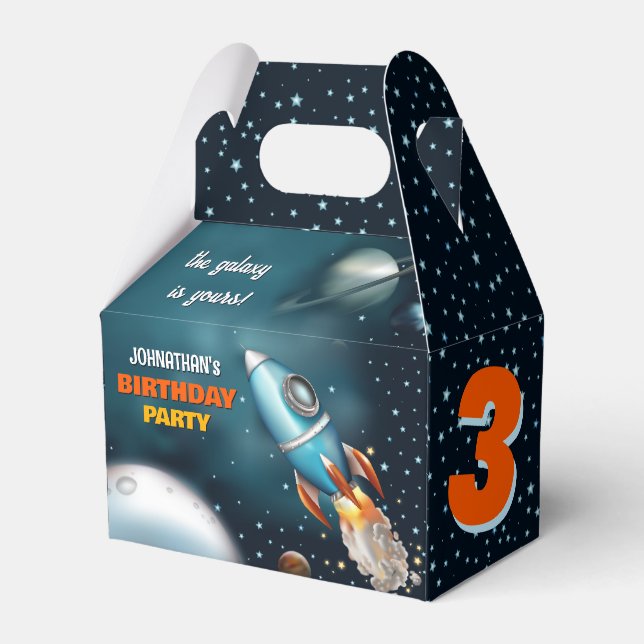 Rocketship Space Adventure Boy Birthday Geschenkschachtel (Vorderseite)