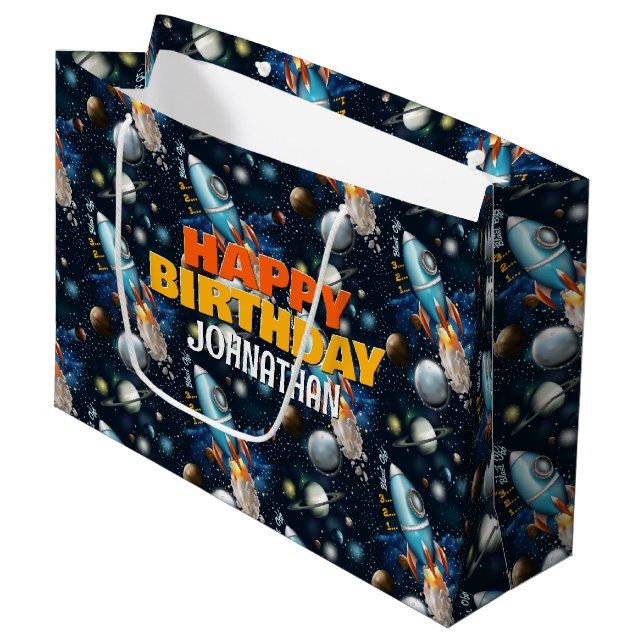 Rocketship Space Adventure Große Geschenktüte (Vorderseite Schrägansicht)