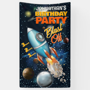 Rocketship Space Adventure Kindergeburtstag Banner