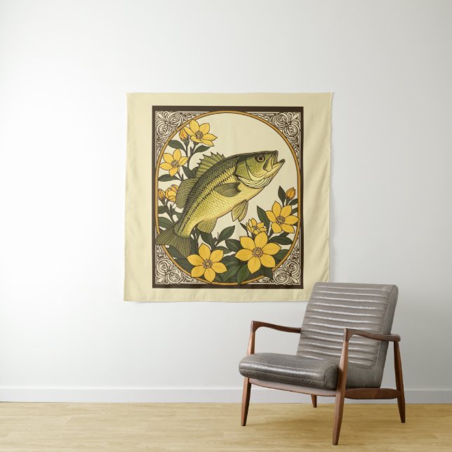 Rockfish gestreift und gelber Jasmin Wandteppich (Beispiel)