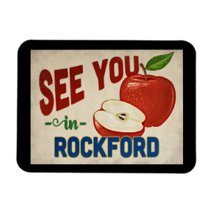Rockford Illinois Apple - Vintage Travel Magnet