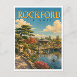Rockford Illinois Japanischer Garten GeoSaga Postkarte