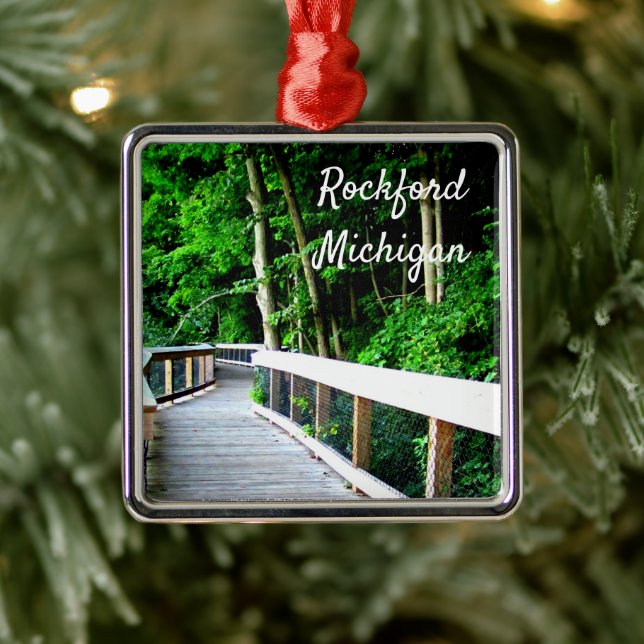 Rockford Michigan Walking Trail Ornament Aus Metall (Baum)