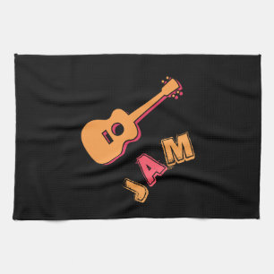 Rockgitarre, Musik-Jam-Stil, Orange & Rote Kunst Geschirrtuch